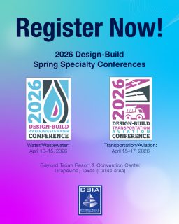 Time’s almost up! Advance registration closes April 9 for #DBIASpringConf. 

We’ll see you in Grapevine, TX, next month for sector-specific #designbuild insights in Water/Wastewater April 13-15 and Transportation/Aviation April 15-17. With focused tracks, candid industry forums, case studies and the inside scoop from the teams building our infrastructure, you don’t want to miss out! 

Register now (or on-site starting April 13 for an extra fee).