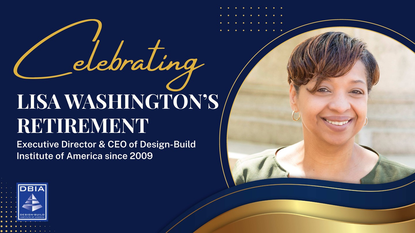 After more than 22 years with DBIA, Lisa Washington, CAE, has announced plans to retire in 2027. 💙

For more than two decades, including 17 years as Executive Director/CEO, Lisa has helped shape DBIA into the organization it is today. Her leadership has touched countless people, strengthened the design-build community and guided DBIA through extraordinary growth and change.

Lisa will continue to lead DBIA as the National Board searches for her successor, with a transition anticipated by mid-2027. But before we get there, we want to celebrate the people, stories and memories that have made these 22 years so special. Have a favorite Lisa story, photo or memory? Share a video, written message or photo for her retirement tribute. And read more about her remarkable DBIA legacy at the link in our bio. 💙