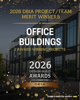 From a corporate headquarters transformation to advanced cybercrime training, the 2026 Office Buildings Merit Award winners show the range of challenges design-build teams can take on.
Meet this year’s Office Buildings winners:

🏆 ALDI Batavia Corporate Campus Improvement Project | Batavia, IL
 @aldiusa expanded and transformed its U.S. headquarters with the help of @amkinggroup and @gensler_design campus while generating approximately $3.2 million in savings and delivering the project three days early.

🏆 Innovation Center & Central Utility Plant 2 | Huntsville, AL
 A fixed-price, best-value procurement gave the fbi design-build team of @clarkbuilds and @hksarchitects room to rethink the original concept and deliver a more efficient three-story facility for advanced cybercrime training.

Meet all of this year’s Merit Award winners at the link in our bio.
#DBIA #DesignBuild #DesignBuildDoneRight
