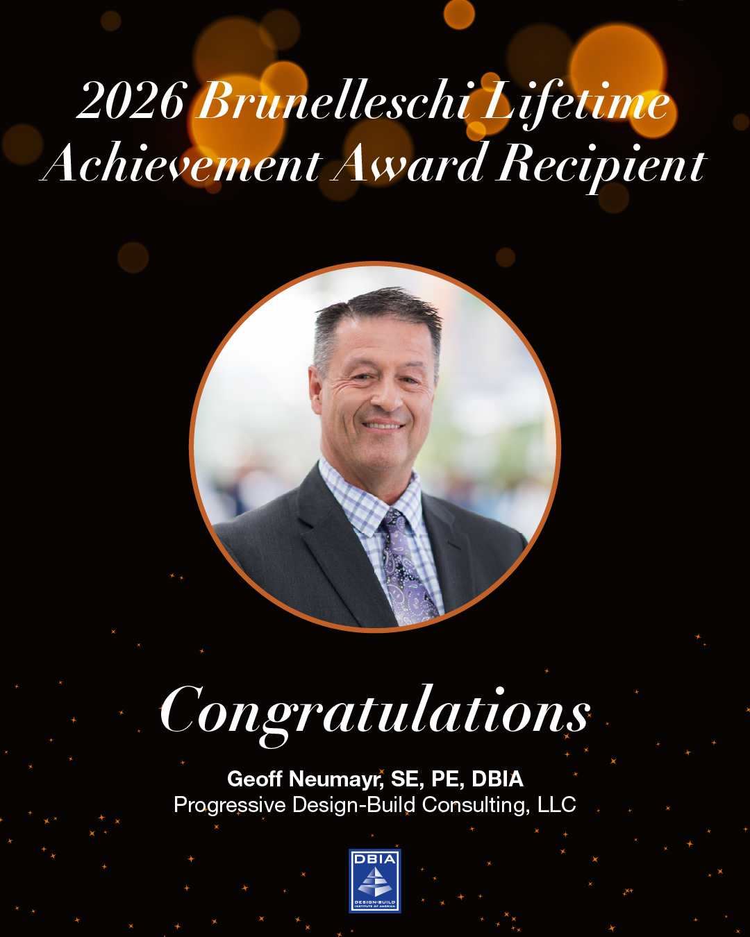 Geoffrey Neumayr may have just received DBIA’s highest individual honor in the 2026 Brunelleschi Lifetime Achievement Award, but when asked about his achievements that made him worthy of the honor, he reveals the team effort behind his career’s framework.
To learn more about Geoff’s 30+ year #designbuild career, check out the link in our bio.