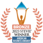 Award graphic; laurels and figure holding award; text says "Bronze 2023 Stevie Winner American Business Awards"