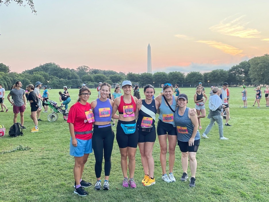 A group of young people, including Laura Wake-Ramos, at a running event in Washington, D.C.